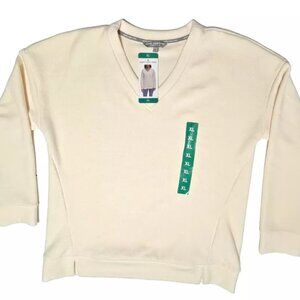 Marc New York Sweater Adult XL Cream V-Neck Soft Pullover Womens Mark